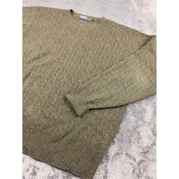Polo Ralph Lauren Other - Polo Ralph Lauren Cable Knit Sweater Mens Large Green 100% Lambswool Crewneck